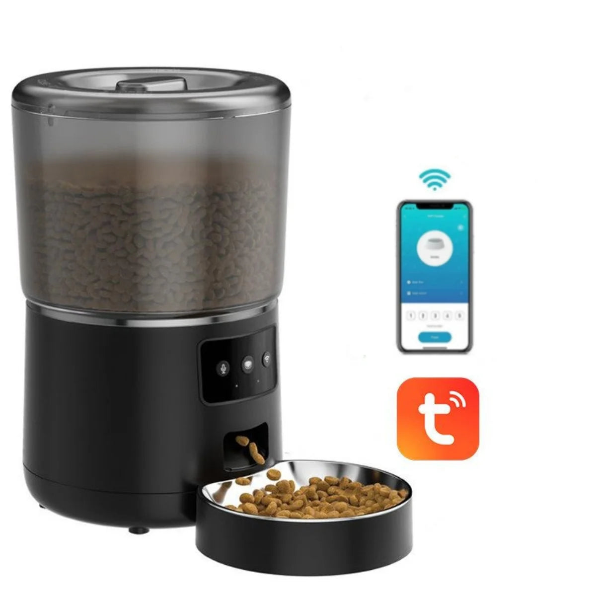 The Happy Tail Co™ Smart Automatic Pet Feeder - 4L Customizable Meal Planner with Stainless Steel Bowl