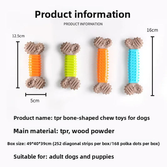 The Happy Tail Co.™ Indestructible Bone-Shaped Dog Chew Toy - Durable TPR Molar Stick
