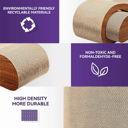 The Happy Tail Co™ 2-in-1 Luxury Cat Scratcher Lounge & Bed - Durable Cardboard Furniture Protector for Healthy Claws