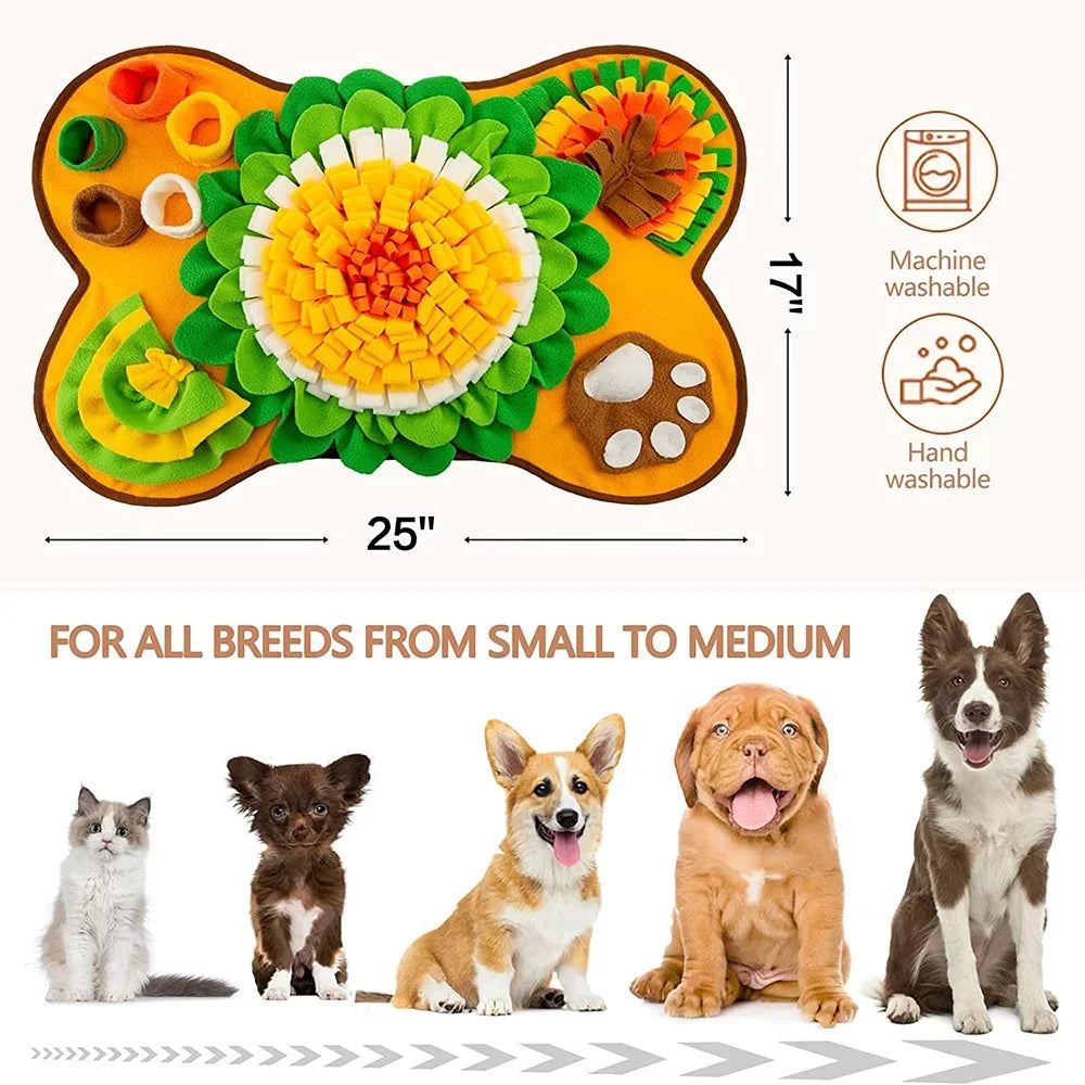 The Happy Tail Co.™ Interactive Dog Snuffle Mat - Mental Stimulation & Stress Relief Feeding Mat
