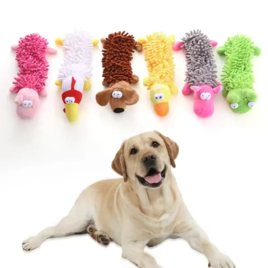 The Happy Tail Co.™ Ultra-Soft Animal Squeaky Chew Toy - Gentle Dental Cleaning Plush for Puppies & Small Breeds