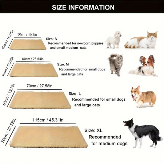 The Happy Tail Co Self-Warming Pet Pad Blanket - Electric-Free Thermal Heat Reflecting Mat for Cats & Dogs