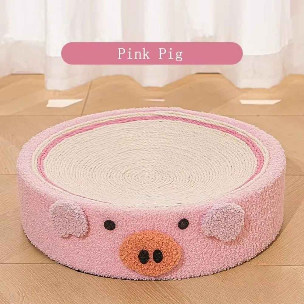The Happy Tail Co 2-in-1 Premium Round Cat Scratching Board - Wear-Resistant Sisal Fabric Pet Toy & Lounge Bed