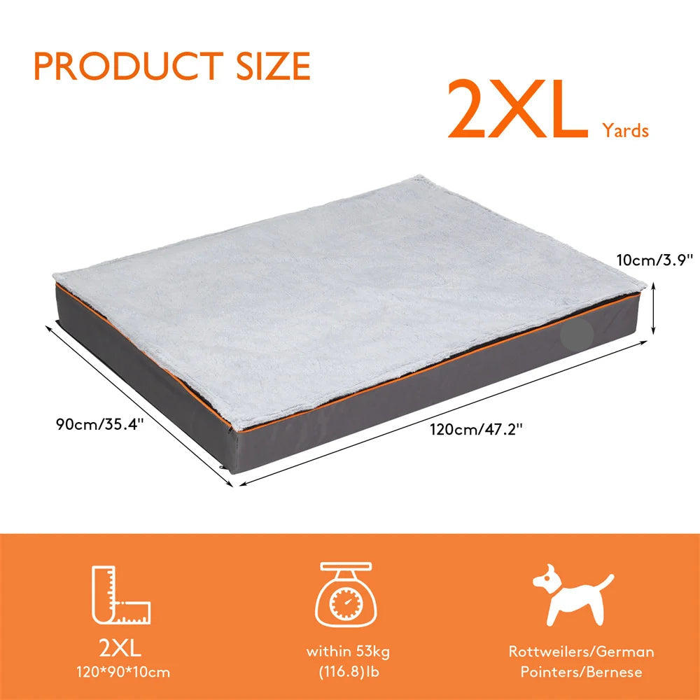 The Happy Tail Co Premium Orthopedic Memory Foam Dog Bed - Waterproof & Washable Deluxe Pet Mattress with Orange Trim