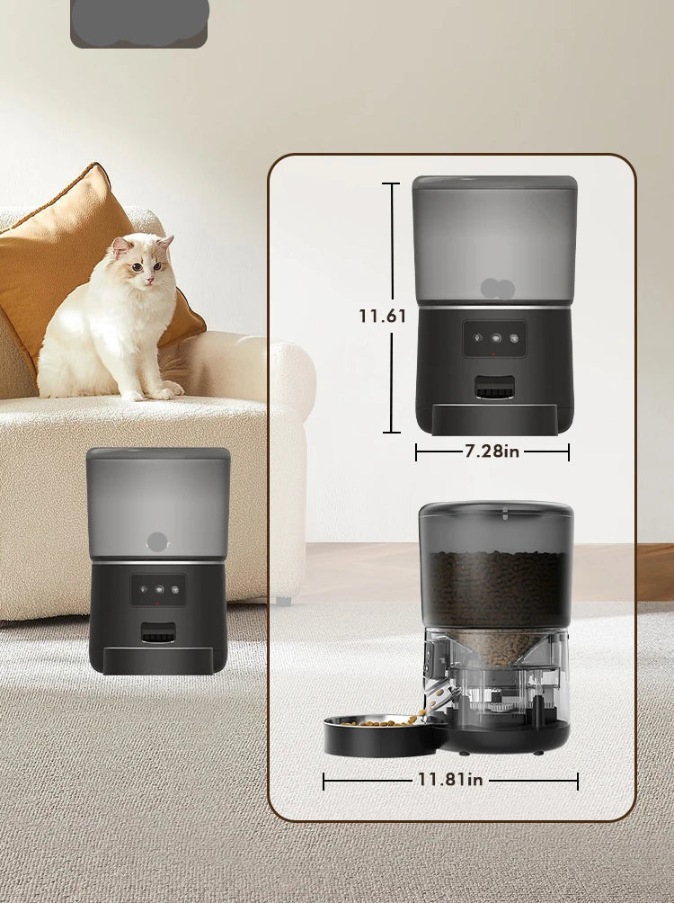 The Happy Tail Co™ Smart Automatic Pet Feeder - 4L Customizable Meal Planner with Stainless Steel Bowl