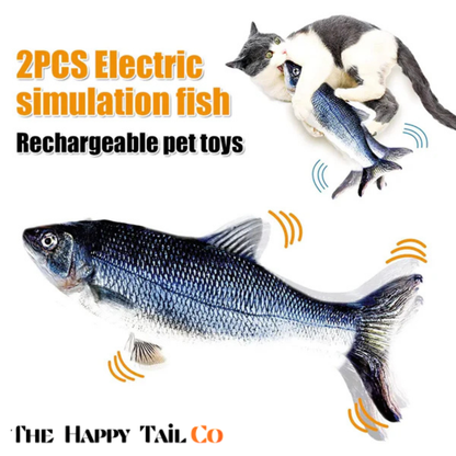 The Happy Tail Co.™ Interactive Flopping Fish Cat Toy - Realistic Motion-Activated Wiggle Fish with Catnip