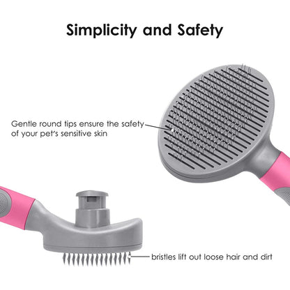The Happy Tail Co One-Click Self-Cleaning Slicker Brush - Professional Pet Grooming Tool for Shedding & Matting