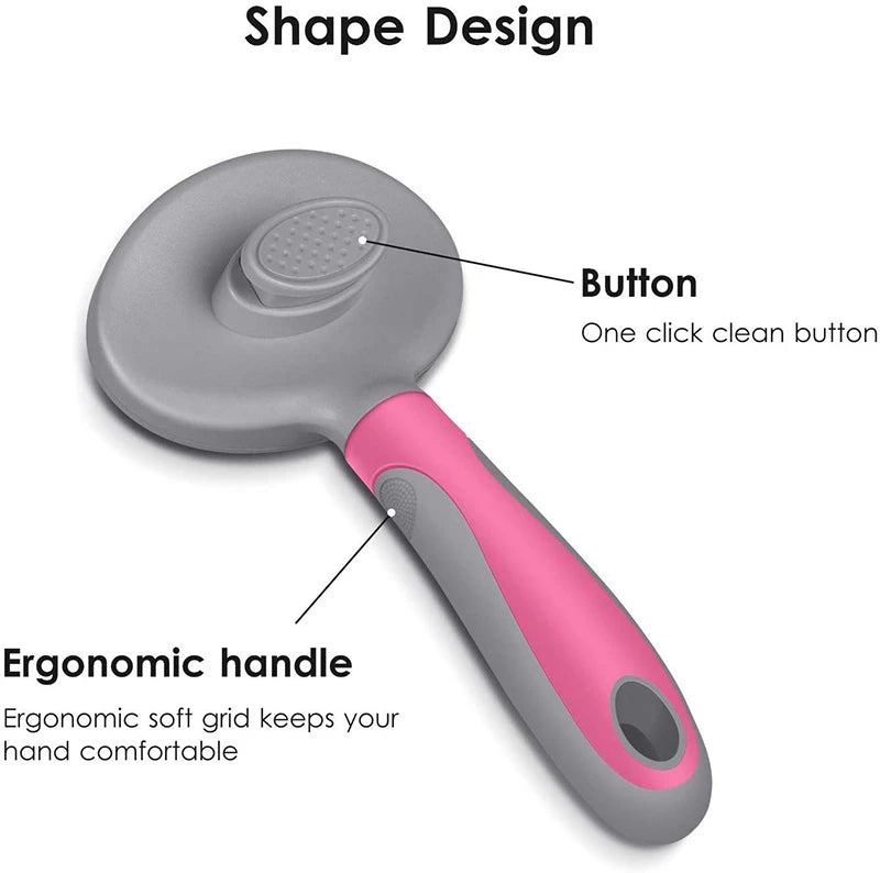 The Happy Tail Co One-Click Self-Cleaning Slicker Brush - Professional Pet Grooming Tool for Shedding & Matting