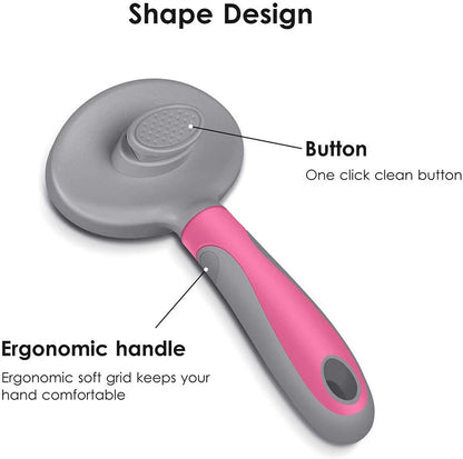 The Happy Tail Co One-Click Self-Cleaning Slicker Brush - Professional Pet Grooming Tool for Shedding & Matting