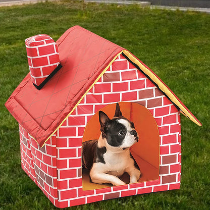 The Happy Tail Co™ Cozy Cartoon Pet House - Soft Washable Dog Cave & Warm Kitten Nest for Indoor Winter