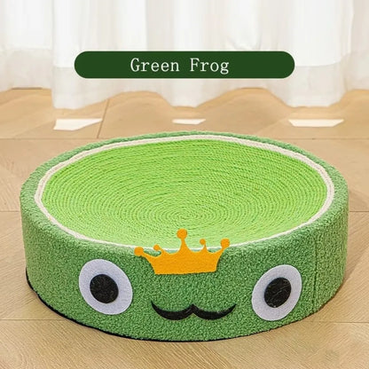 The Happy Tail Co 2-in-1 Premium Round Cat Scratching Board - Wear-Resistant Sisal Fabric Pet Toy & Lounge Bed