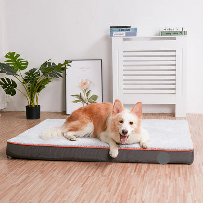The Happy Tail Co Premium Orthopedic Memory Foam Dog Bed - Waterproof & Washable Deluxe Pet Mattress with Orange Trim
