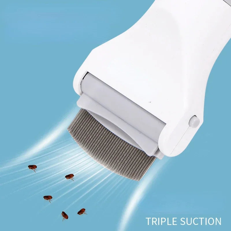 The Happy Tail Co™ Electric Flea & Lice Comb - Chemical-Free Vacuum Suction Pet Grooming & Cleaning Tool