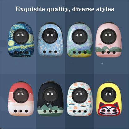 The Happy Tail Co™ Breathable Space Capsule Pet Backpack - Panoramic View Travel Sling Bag for Cats & Small Dogs
