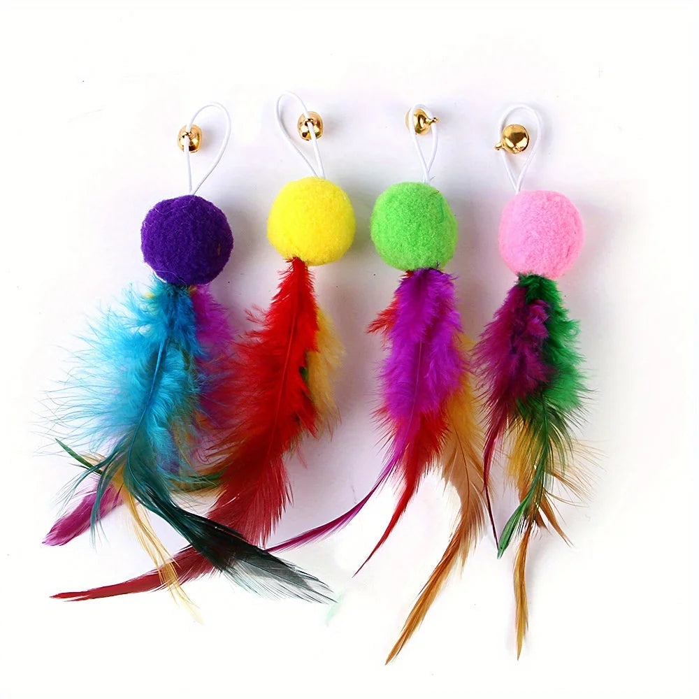 The Happy Tail Co™ Interactive Cat Teaser Wand Set - 12-Piece Suction Cup Bird & Feather Toy Kit
