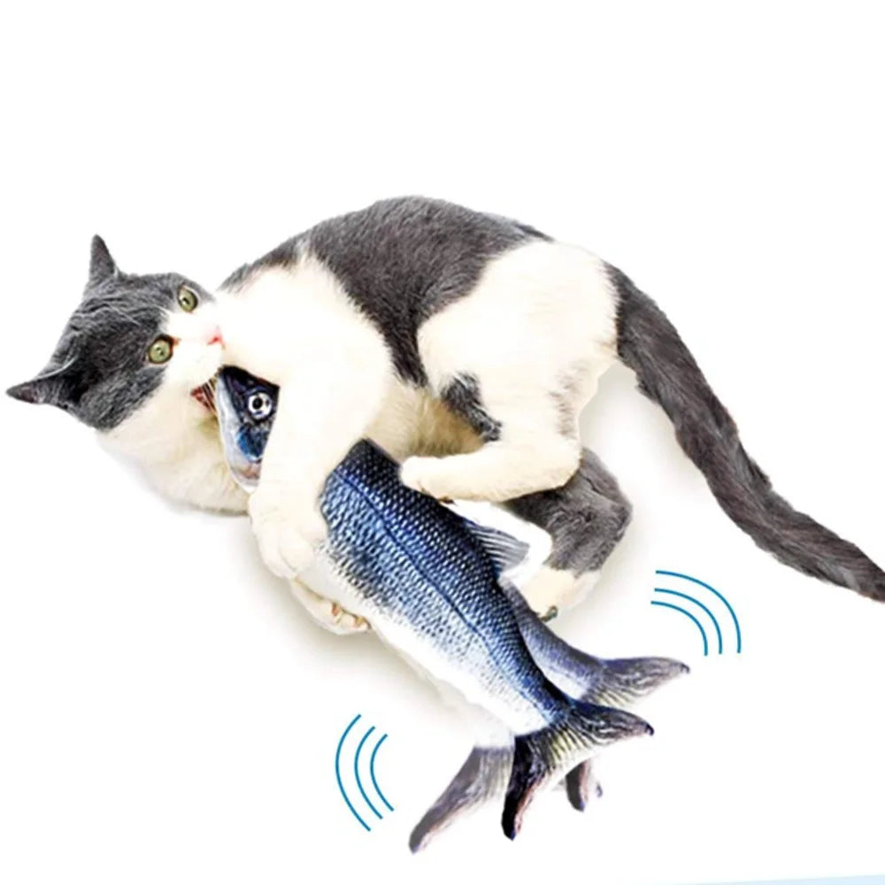 The Happy Tail Co.™ Interactive Flopping Fish Cat Toy - Realistic Motion-Activated Wiggle Fish with Catnip