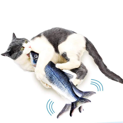 The Happy Tail Co.™ Interactive Flopping Fish Cat Toy - Realistic Motion-Activated Wiggle Fish with Catnip