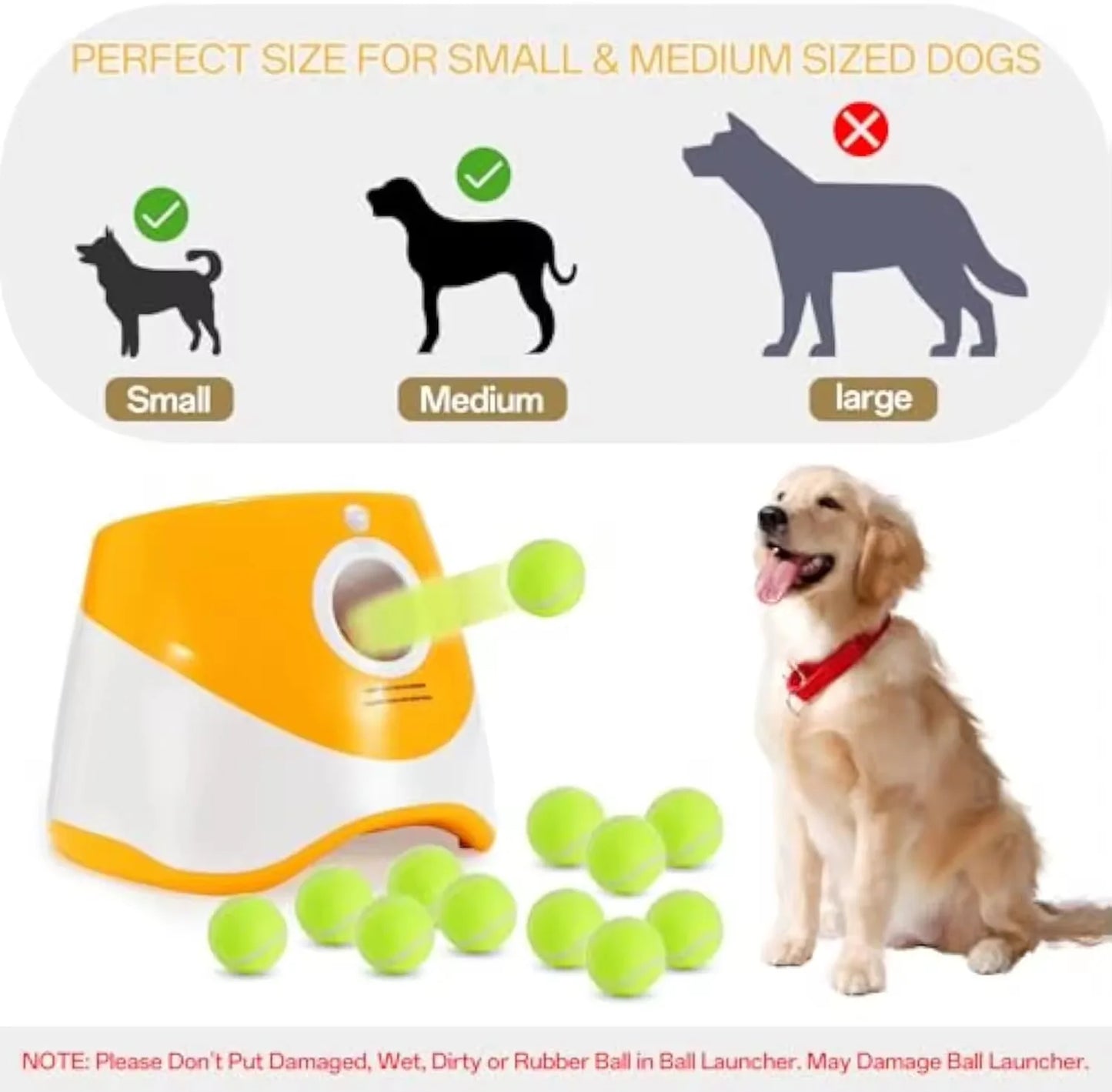 The Happy Tail Co™ Pro-Series Automatic Dog Ball Launcher - Interactive Rechargeable Fetch Machine with 3 Tennis Balls