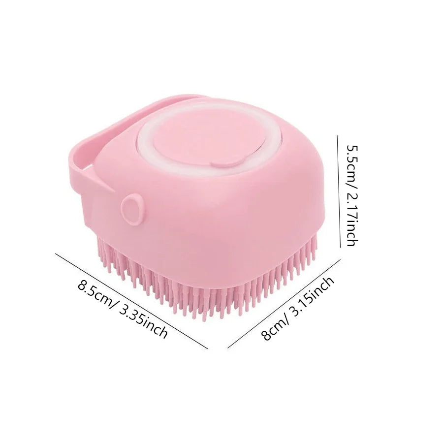 The Happy Tail Co™ 2-in-1 Silicone Pet Bath Brush - Soothing Massage & Shampoo Dispensing Grooming Tool for Dogs & Cats