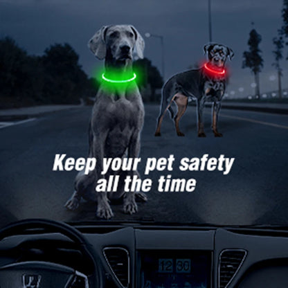 The Happy Tail Co™ USB Rechargeable LED Dog Collar - Glow-in-the-Dark Safety Light for Night Walks