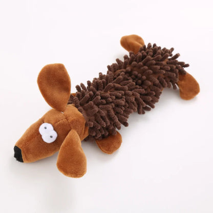 The Happy Tail Co.™ Ultra-Soft Animal Squeaky Chew Toy - Gentle Dental Cleaning Plush for Puppies & Small Breeds