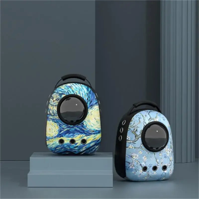 The Happy Tail Co™ Breathable Space Capsule Pet Backpack - Panoramic View Travel Sling Bag for Cats & Small Dogs
