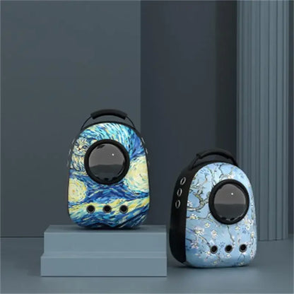 The Happy Tail Co™ Breathable Space Capsule Pet Backpack - Panoramic View Travel Sling Bag for Cats & Small Dogs