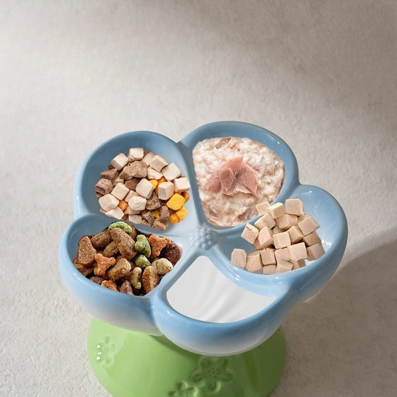 The Happy Tail Co™ Premium Ceramic Slow Feeder - Elevated Flower Design Anti-Choke Pet Bowl for Healthy Digestion