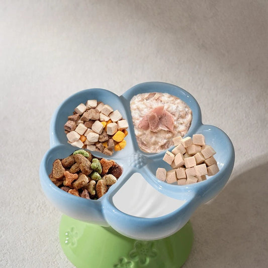 The Happy Tail Co™ Premium Ceramic Slow Feeder - Elevated Flower Design Anti-Choke Pet Bowl for Healthy Digestion