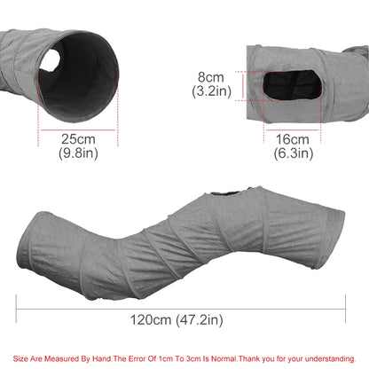 The Happy Tail Co™ Adventure Foldable Cat Tunnel - 3-Hole Interactive Play Tube for Indoor Cats & Kittens