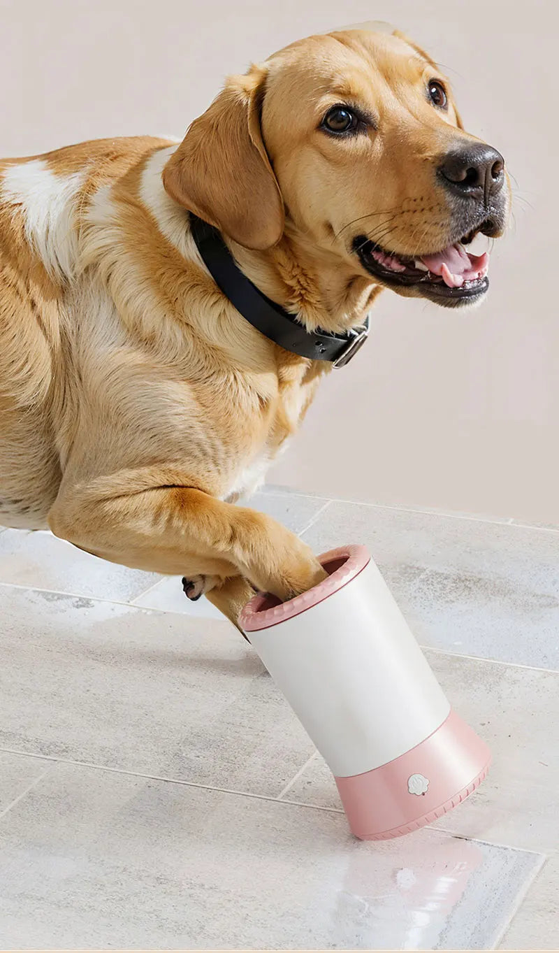 The Happy Tail Co Automatic Pet Paw Washer - USB Rechargeable Electric Dog Paw Cleaner with Soft Silicone Brushes