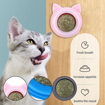 The Happy Tail Co.™ 3-Piece Rotatable Catnip Wall Balls - Natural Licking Snacks for Dental Cleaning & Anxiety Relief
