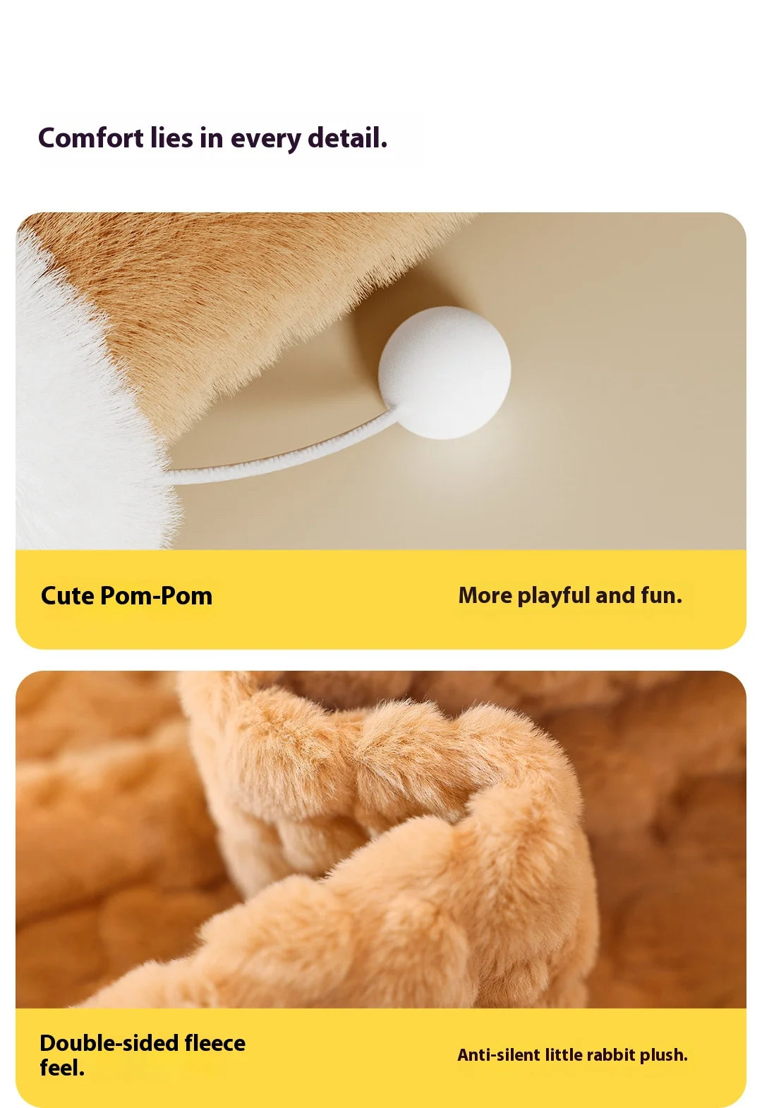 The Happy Tail Co Enclosed Plush Cat Bed with Tunnel Entrance - Self-Warming Winter Sleeping Bag & Secure Hideout