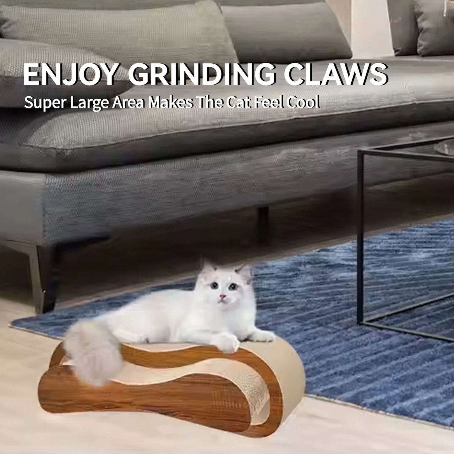 The Happy Tail Co™ 2-in-1 Luxury Cat Scratcher Lounge & Bed - Durable Cardboard Furniture Protector for Healthy Claws