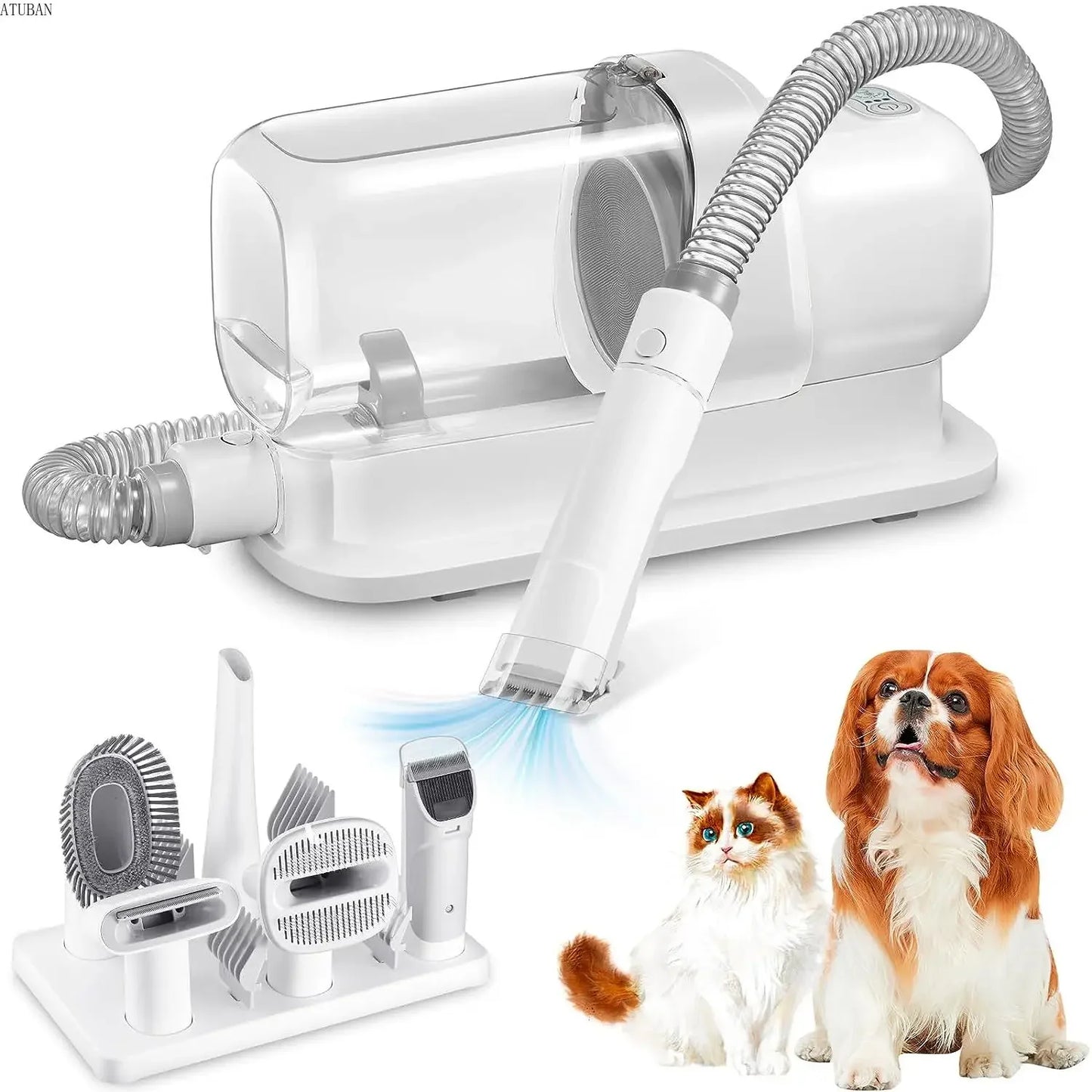 The Happy Tail Co Pro-Grooming Vacuum Kit - 5-in-1 Professional Pet Hair Trimmer & Shedding System