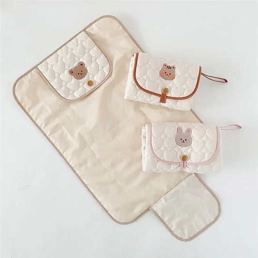 The Happy Tail Co Portable Foldable Waterproof Diaper Changing Pad - Travel Friendly Nappy Floor Change Play Mat