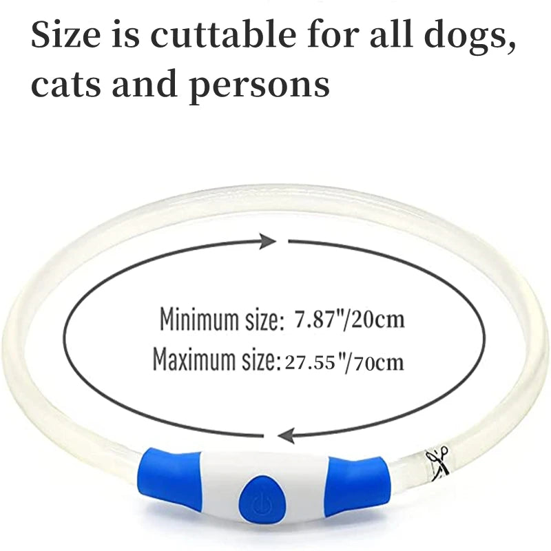 The Happy Tail Co™ USB Rechargeable LED Dog Collar - Glow-in-the-Dark Safety Light for Night Walks