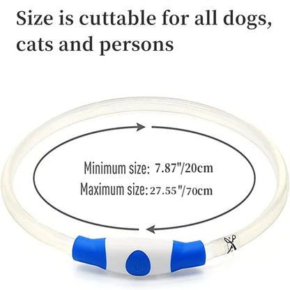 The Happy Tail Co™ USB Rechargeable LED Dog Collar - Glow-in-the-Dark Safety Light for Night Walks