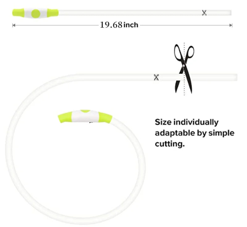 The Happy Tail Co™ USB Rechargeable LED Dog Collar - Glow-in-the-Dark Safety Light for Night Walks