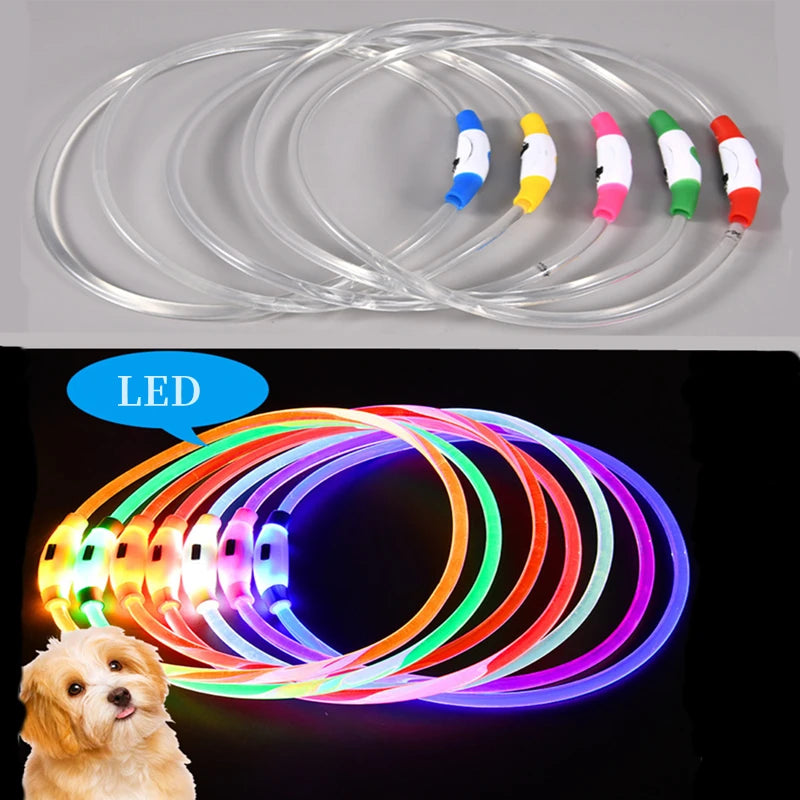 The Happy Tail Co™ USB Rechargeable LED Dog Collar - Glow-in-the-Dark Safety Light for Night Walks