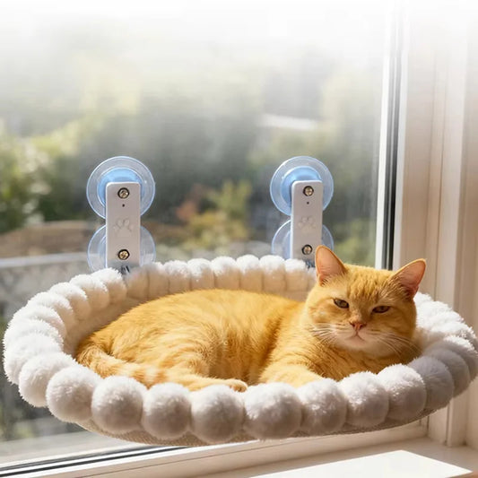 The Happy Tail Co Panoramic Cat Window Hammock - Ultra-Soft Cozy Perch with Strong Suction Cups for Indoor Cats