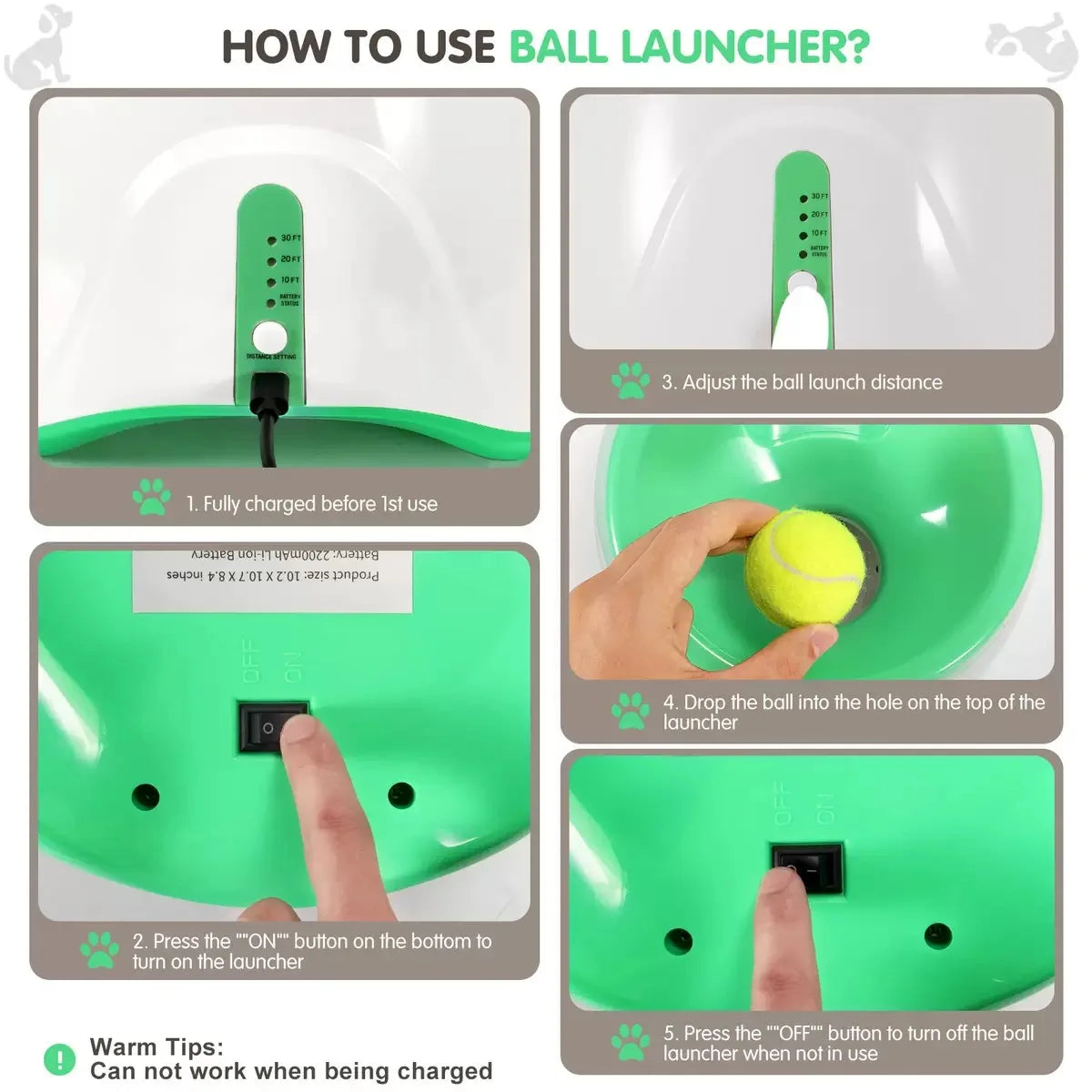 The Happy Tail Co™ Pro-Series Automatic Dog Ball Launcher - Interactive Rechargeable Fetch Machine with 3 Tennis Balls