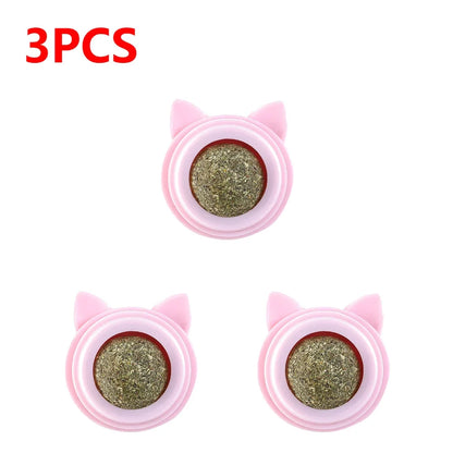 The Happy Tail Co.™ 3-Piece Rotatable Catnip Wall Balls - Natural Licking Snacks for Dental Cleaning & Anxiety Relief