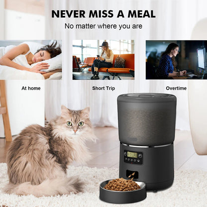The Happy Tail Co™ Smart Automatic Pet Feeder - 4L Customizable Meal Planner with Stainless Steel Bowl
