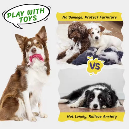 The Happy Tail Co.™ Ultra-Soft Animal Squeaky Chew Toy - Gentle Dental Cleaning Plush for Puppies & Small Breeds