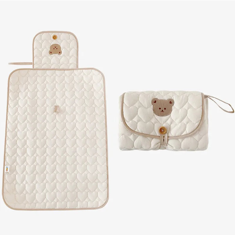 The Happy Tail Co Portable Foldable Waterproof Diaper Changing Pad - Travel Friendly Nappy Floor Change Play Mat
