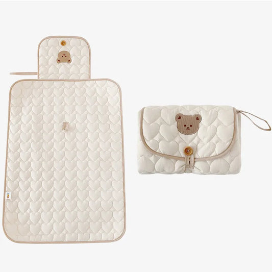 The Happy Tail Co Portable Foldable Waterproof Diaper Changing Pad - Travel Friendly Nappy Floor Change Play Mat