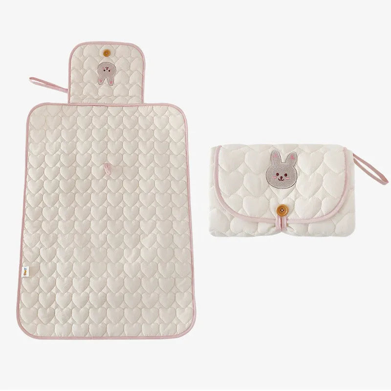 The Happy Tail Co Portable Foldable Waterproof Diaper Changing Pad - Travel Friendly Nappy Floor Change Play Mat