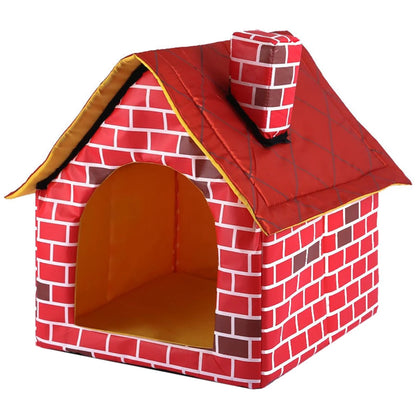 The Happy Tail Co™ Cozy Cartoon Pet House - Soft Washable Dog Cave & Warm Kitten Nest for Indoor Winter