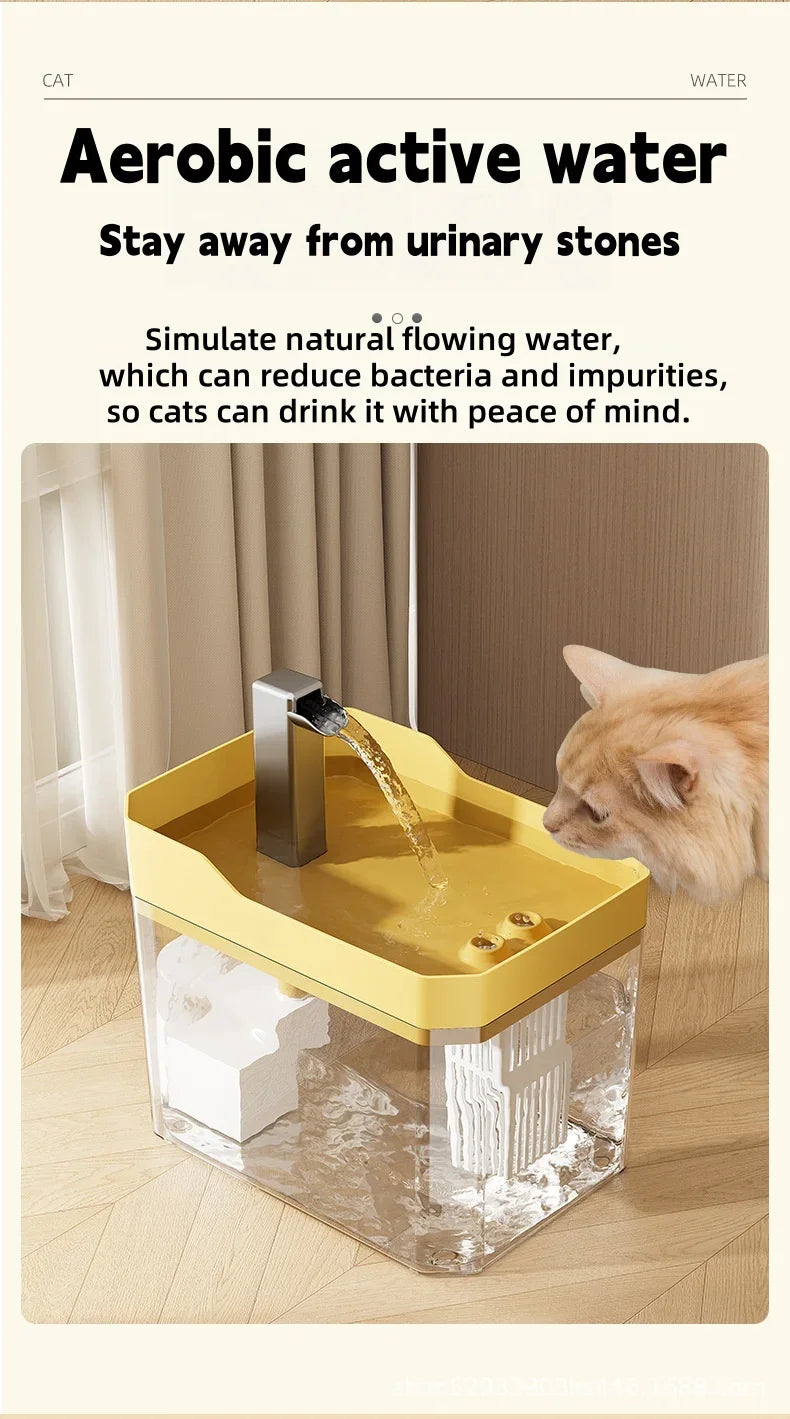 The Happy Tail Co™ Smart Silent Pet Water Fountain - 1.5L Auto Filter Drinking Dispenser for Cats & Dogs
